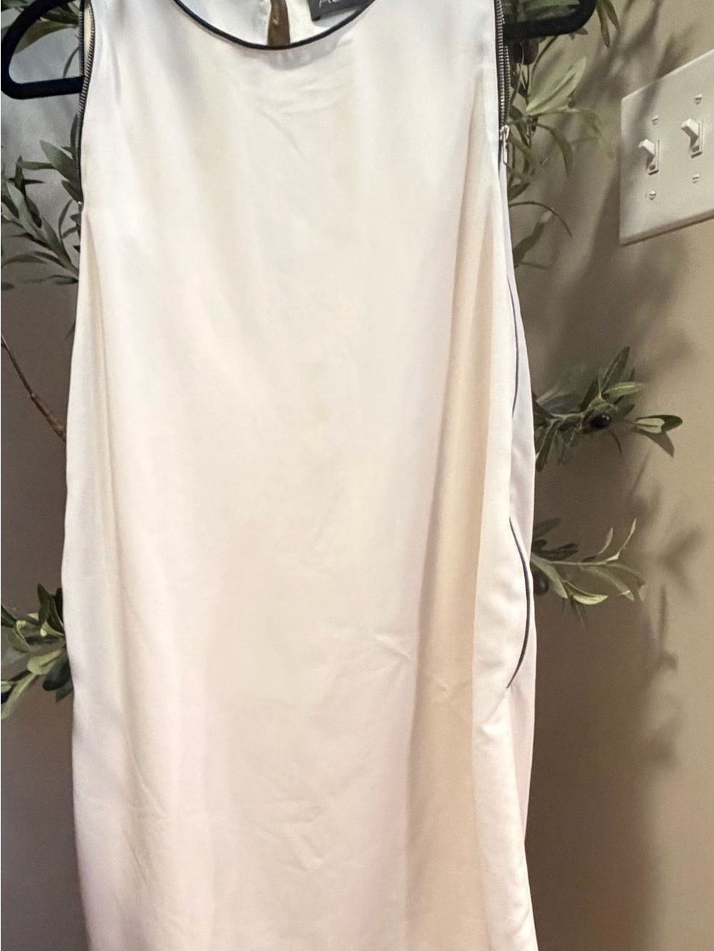 Astr Cream Sleeveless Dress with Black Trim-Med